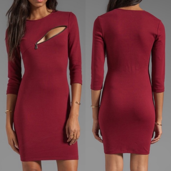 Alexander McQueen Dresses & Skirts - Alexander McQueen 3/4 Sleeve Zip Oxblood Dress L